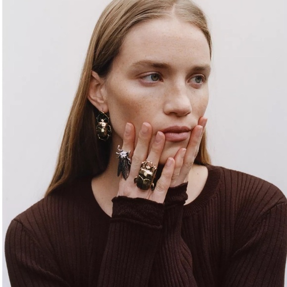 Zara Maxi Beetle Earrings - Picture 2 of 4